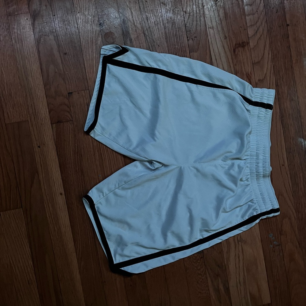 Men's White Athletic Shorts with Black Trim